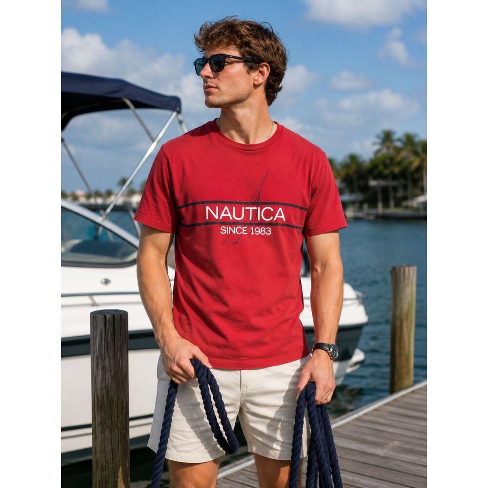 Nautica Red Graphic Tee Small